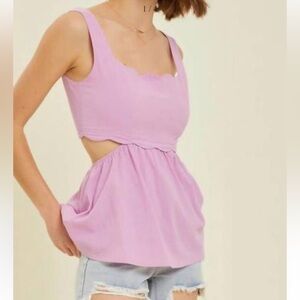 Violet pink Scalloped Tank Top